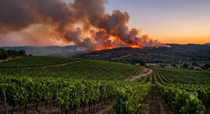 vignoble impacté par les feux