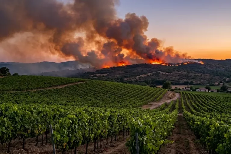 vignoble impacté par les feux